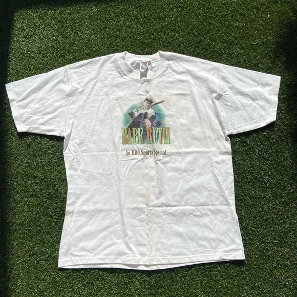 VTG L90’s HBO Sports Babe Ruth White Tee - Picture 1 of 5